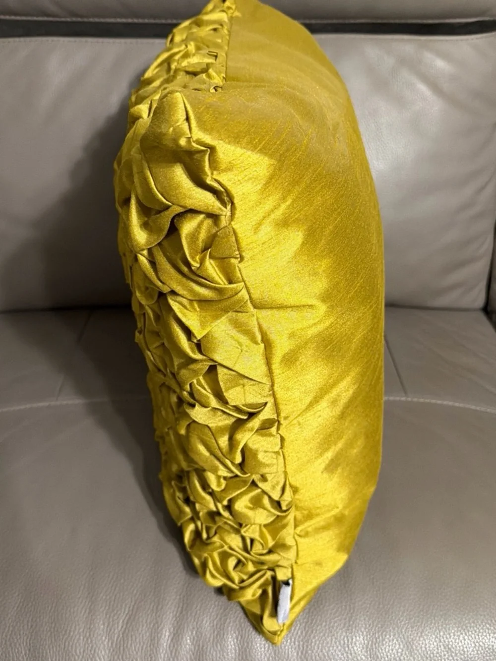Decorative Ruffled Accent Pillow in Mustard Yellow